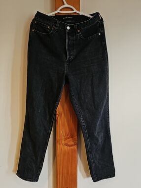 Denim Forum Black High-Rise Straight Jeans